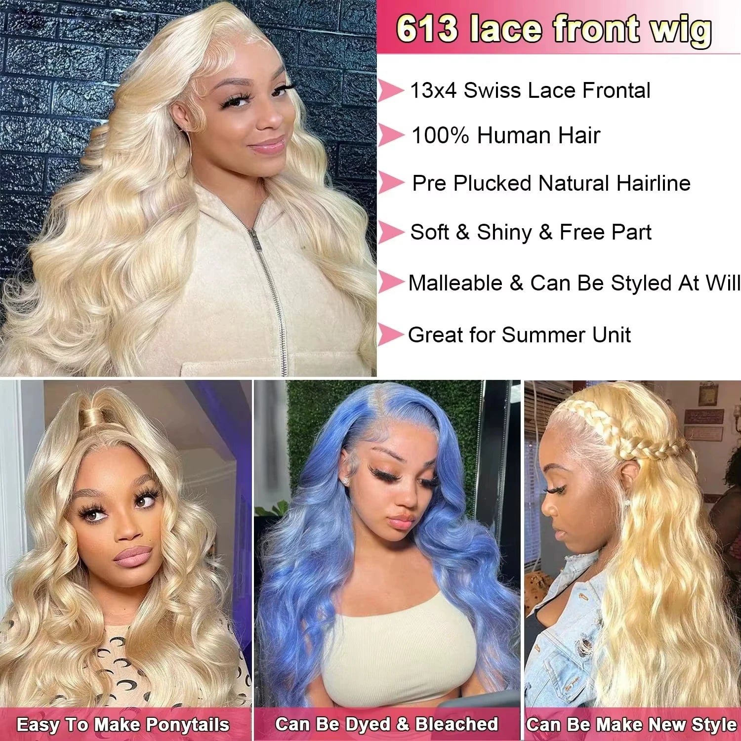 Wig Body Wave Lace Front Wig Honey Blonde Human hair For Women