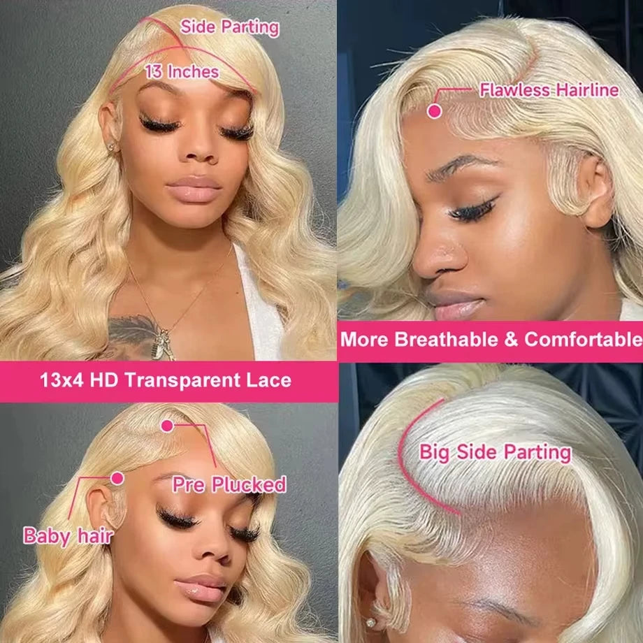 Wig Body Wave Lace Front Wig Honey Blonde Human hair For Women