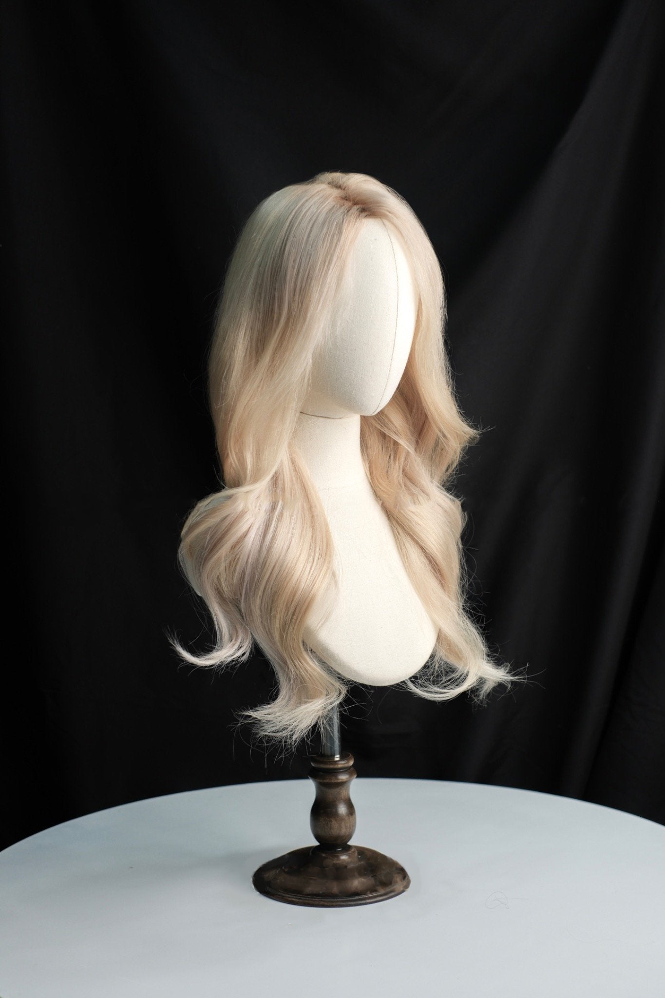 Premium 100% Human Hair Wig – Blonde Grey MONO Silk-Top Scalp