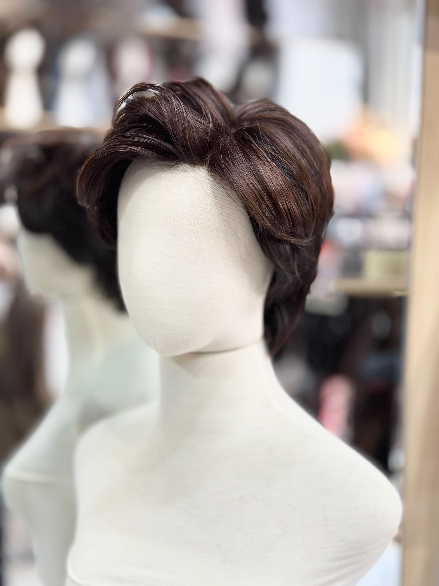 Short Natural Human Hair Wig – MONO Top With Voluminous Bangs